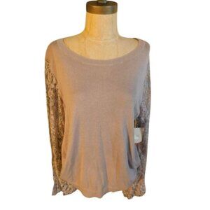 Nordstrom 14th & Union size XL Lavendar Lace Sleeve Knit Top NWT